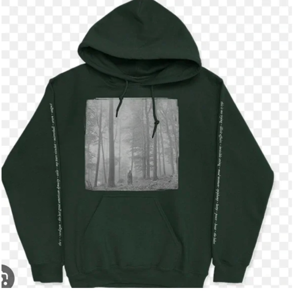 TAYLOR SWIFT OFFICIAL MERCH GREEN FOLKLORE IN THE TREES HOODIE SZ XL